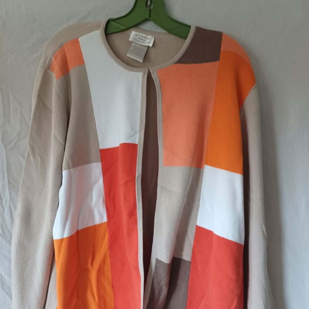 Vintage Designer Originals Women's Cardigan Sweater Color Apricot with Tank Top